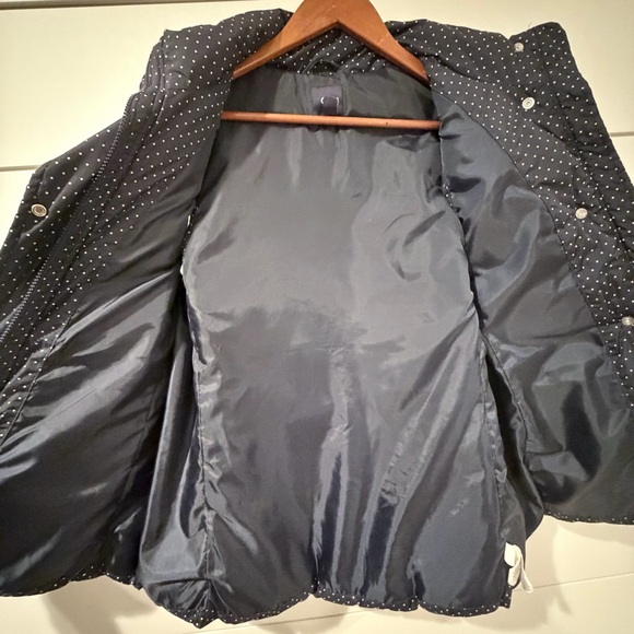 GAP Navy Polka Dot Puffer Vest Quilted Preppy Coastal Chic Size L - Picture 9 of 10
